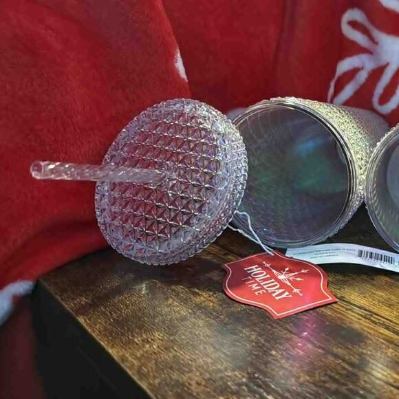 Two Iridescent Tumblers Holiday Time & Mainstays - Set of 2 - NEW - Picture 4 of 5